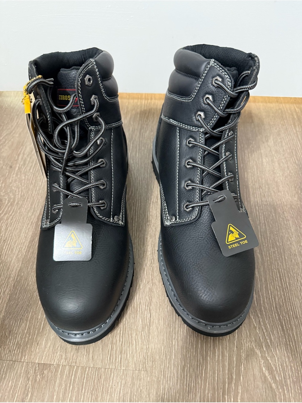 Black Steel-Toe Work Boots - Durable Safety Footwear